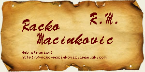 Racko Mačinković vizit kartica